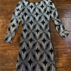 NYE Foreign Exchange Black and Gray Geometric Mini Dress